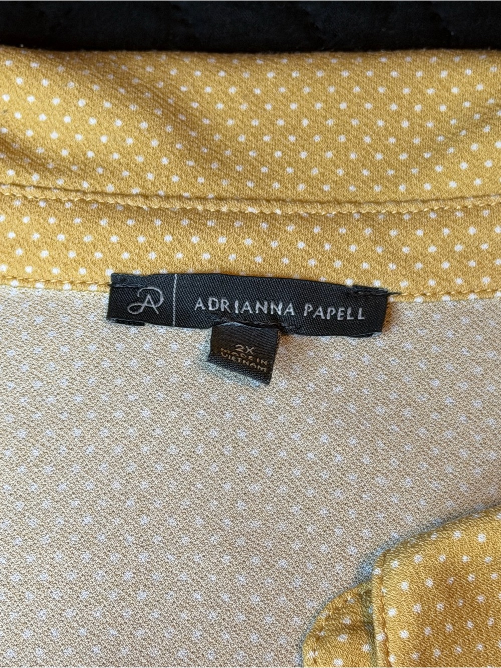 Adrianna Papell Mustard Yellow Polka Dot Blouse